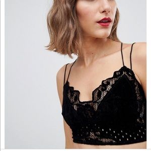 🆕FREE PEOPLE🌿 Madonna Black Velvet Lace Bralette
